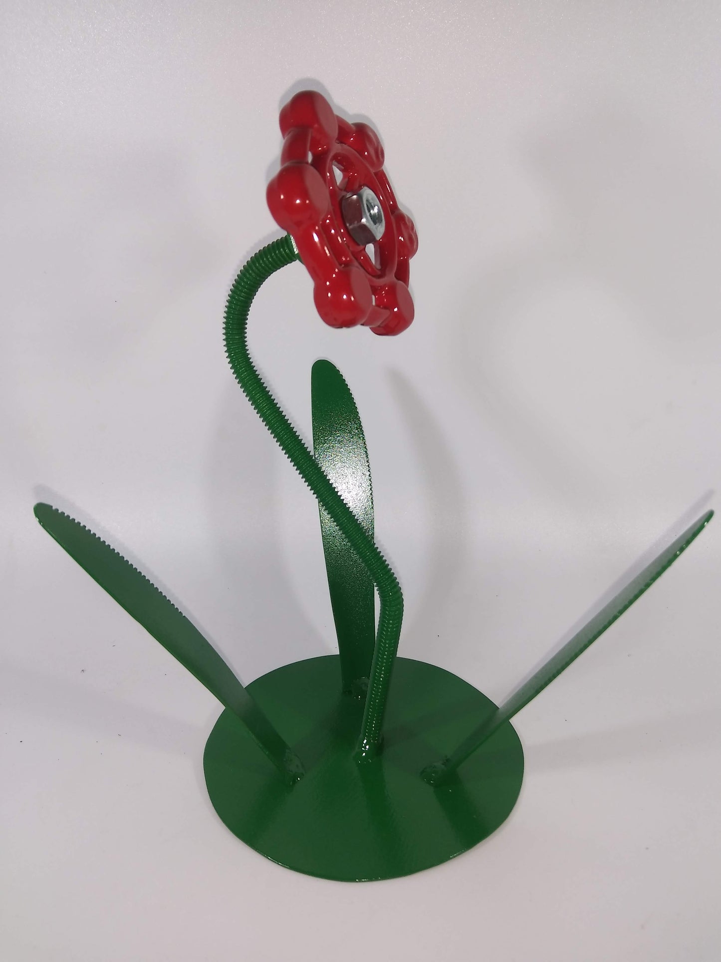 Red Metal Flowers, Sculptured Floral Decor, Faucet Flower