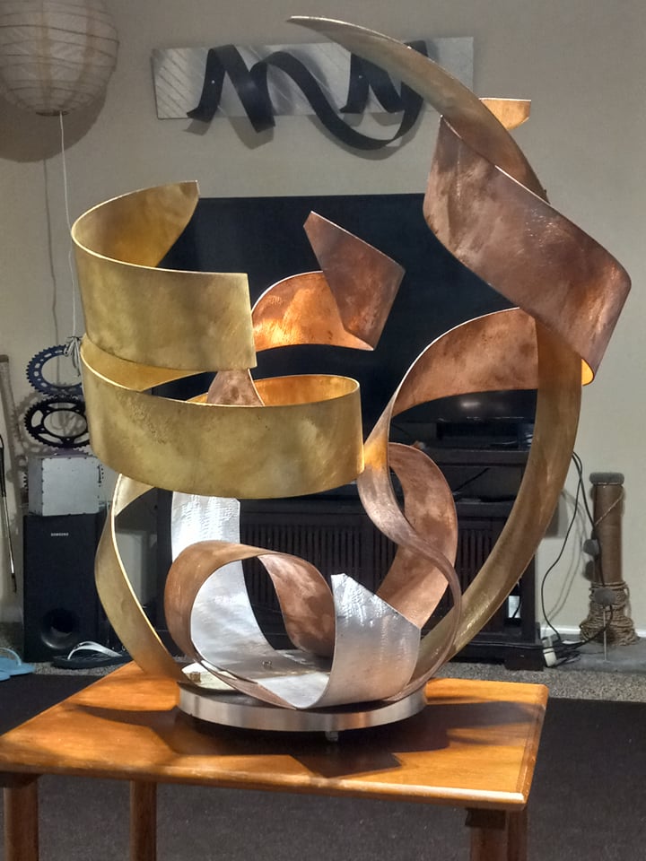 Luxury Copper, Brass Sculpture Modern Indoor Outdoor Art "FIRE"