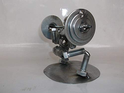 Squat Weight Lifter Metal Bolt Figurine, Miniature Athlete