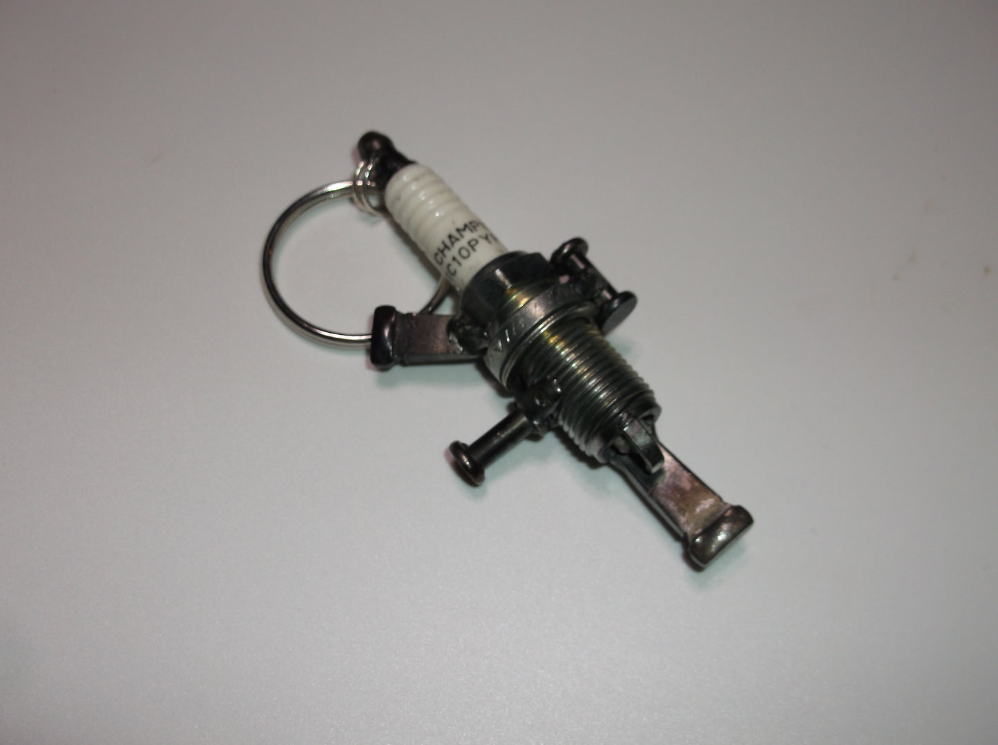Miniature Machine Gun Key Chain, Up cycled Spark plug