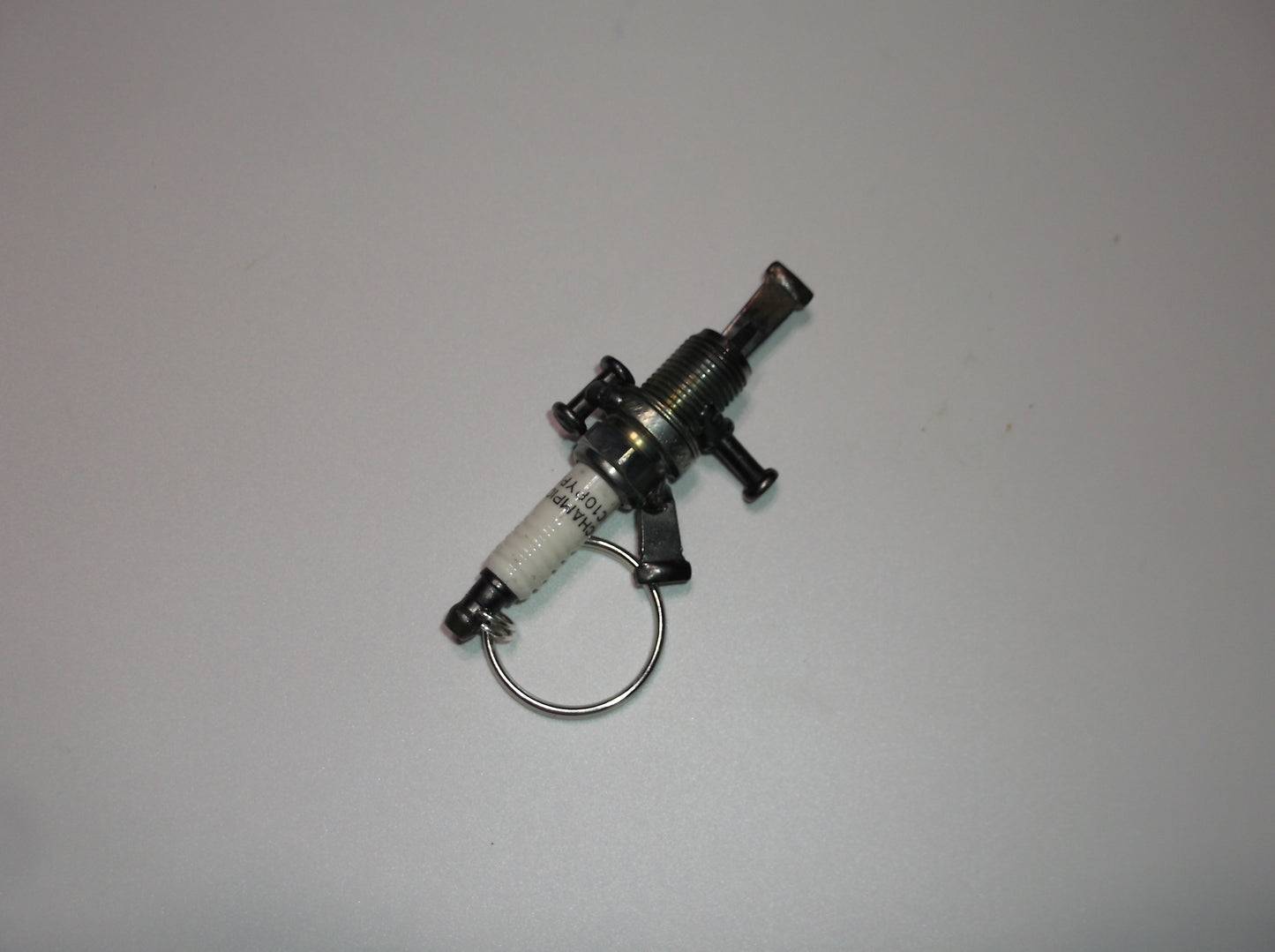 Miniature Machine Gun Key Chain, Up cycled Spark plug