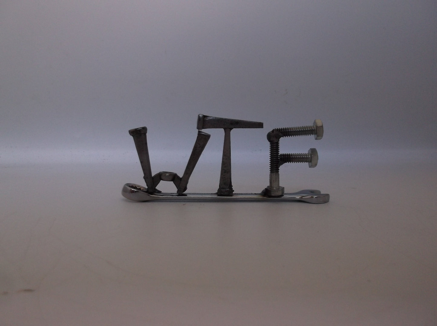 WTF, tiny wrench, miniature gift ideas, recycled, up cycled, welded metal art