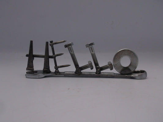 Hello, miniature gift ideas, recycled, up cycled, welded metal wrench