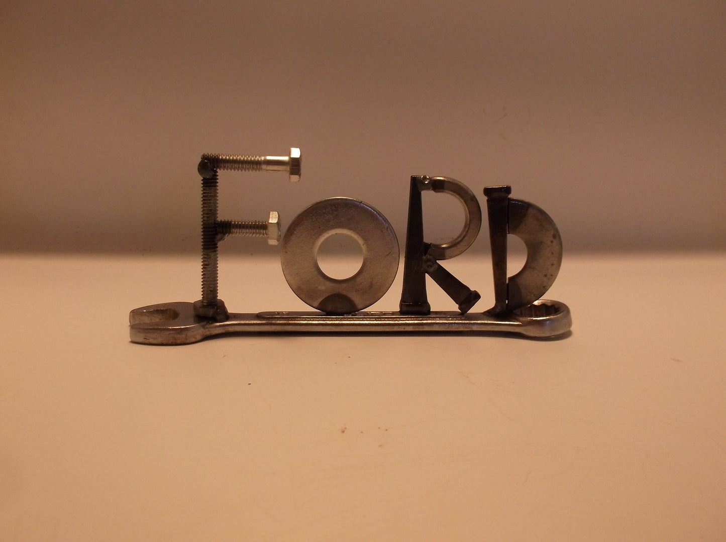 Ford, Miniature Auto wrench gift, Upcycled Letter Art, welded metal art