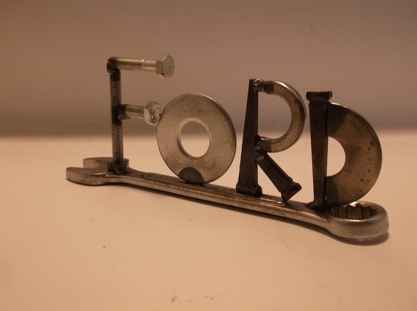 Ford, Miniature Auto wrench gift, Upcycled Letter Art, welded metal art