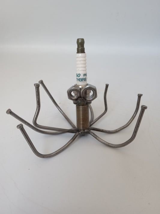 Octopus Figurine, Metal spark plug Sculpture, Welded Arts and Crafts