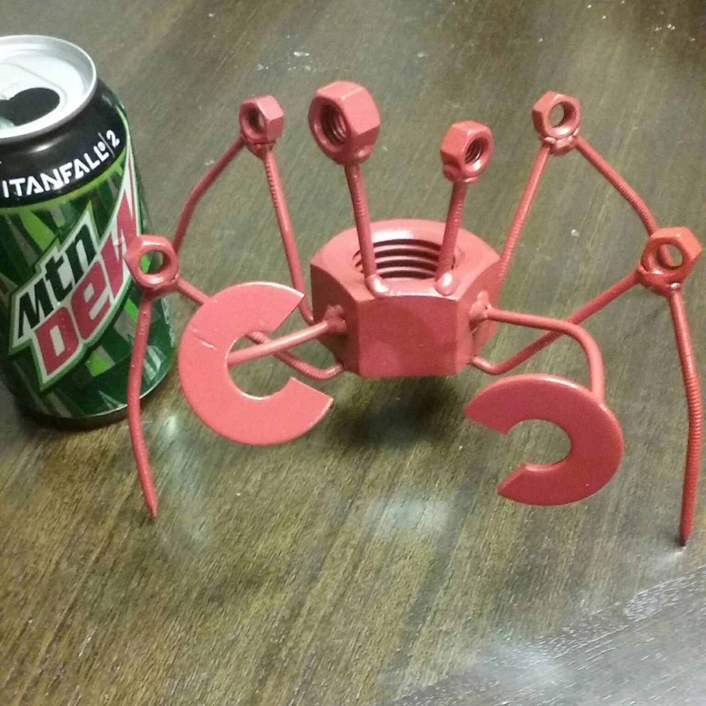 Red Crab Scrap Metal Sculpture Figurine