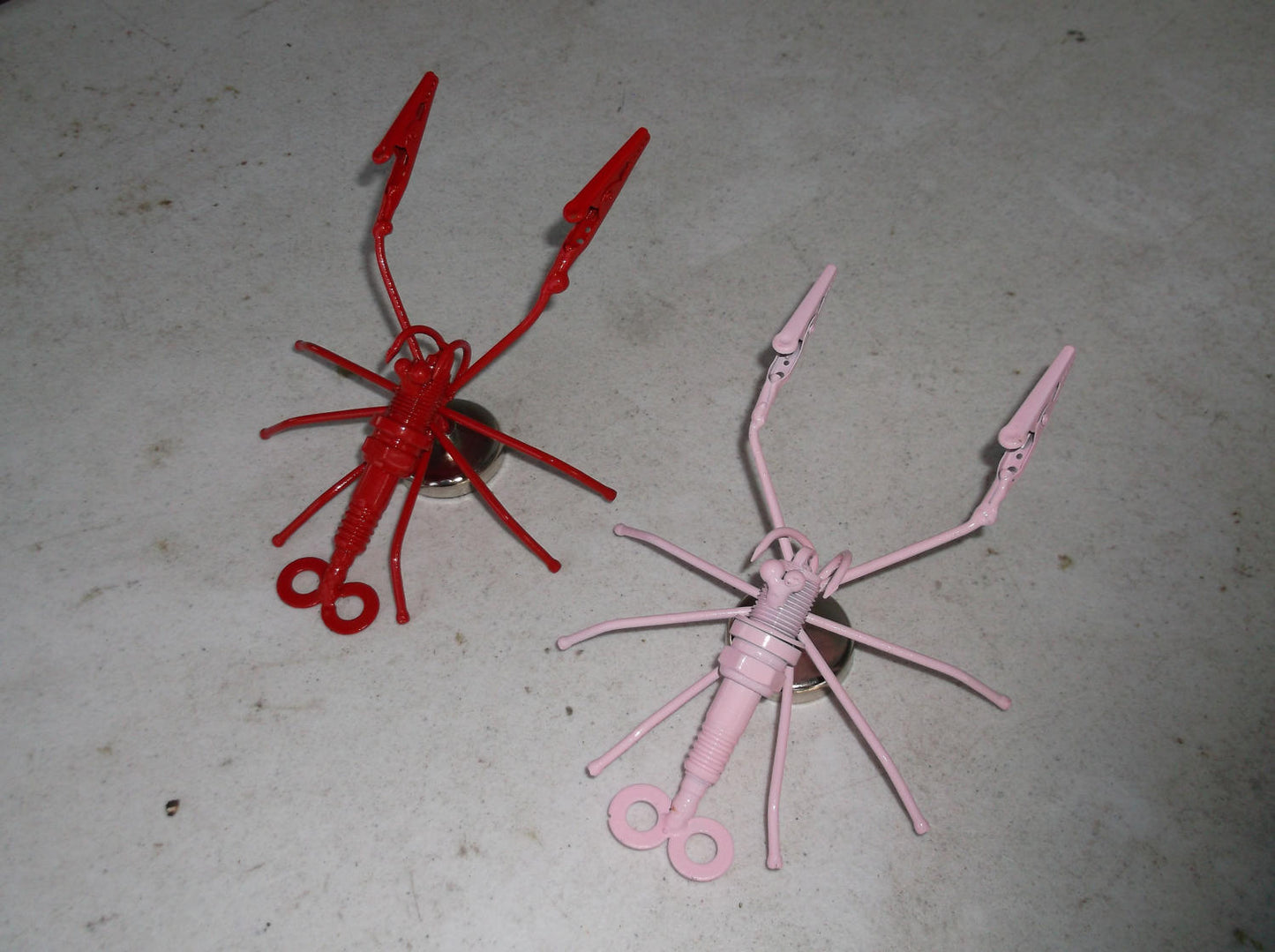 Shrimp Metal Magnet, Miniature Spark Plug Welded Art