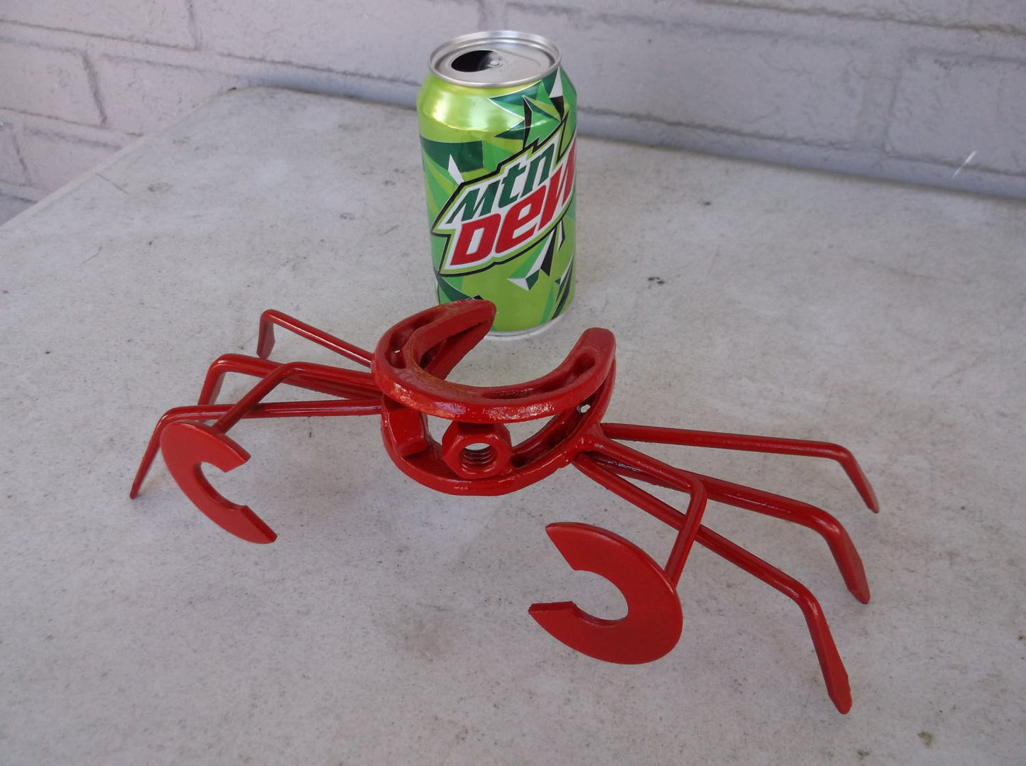 Red Horseshoe Crab, Metal Garden Art, Welded Yard Sculpture