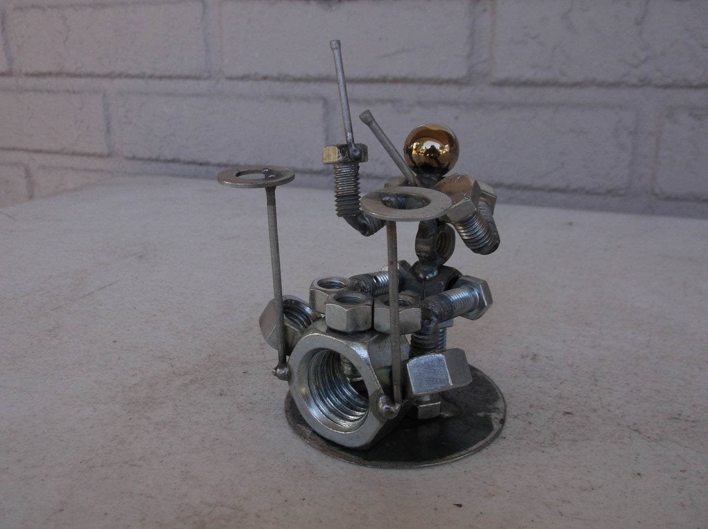 Metal Drummer Metal Bolt Figurine, Musicians Rock and Roll Art