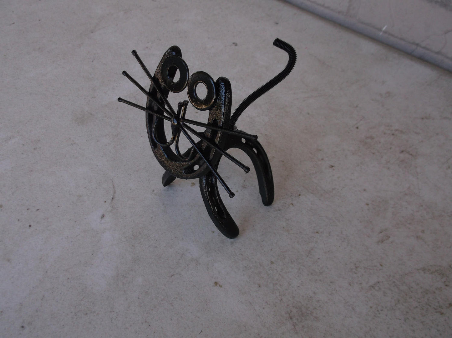 Horseshoe Cat, Kitty Figurine, Metal Art, Upcycled Art