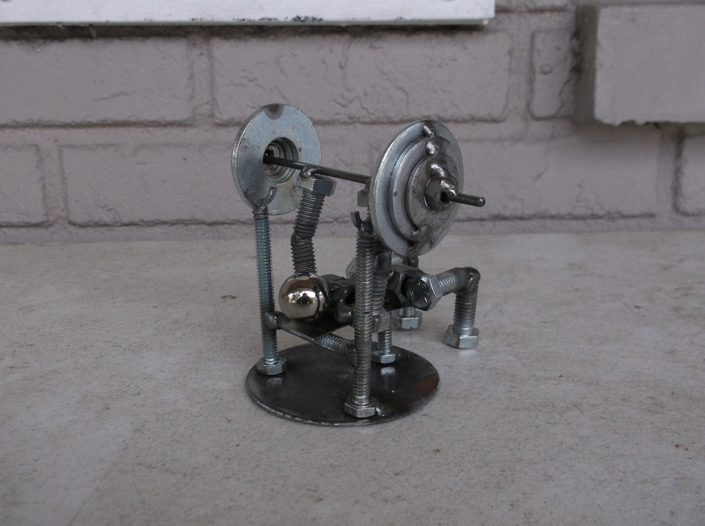 Bench Press Weight Lifter Metal Bolt Figurine