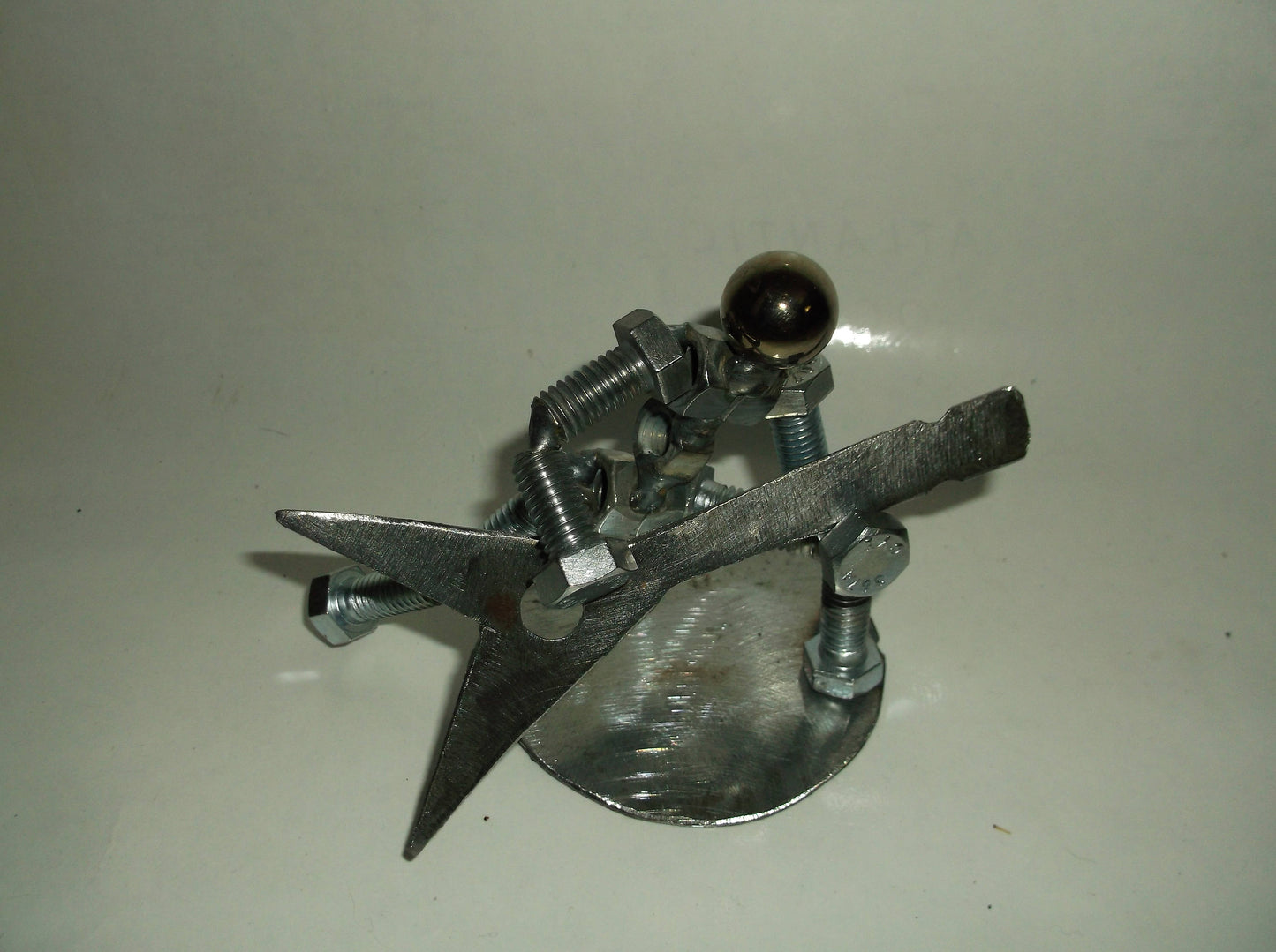 Guitarist Metal Bolt Figurine. Musicians, electric guitar