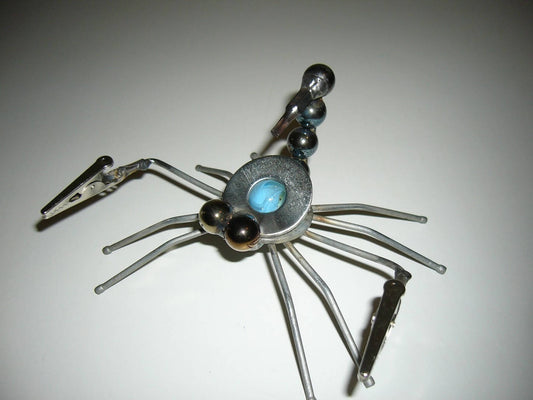 Blue Scorpion, Metal Sculpture, Magnets, garden stake, metal yard art