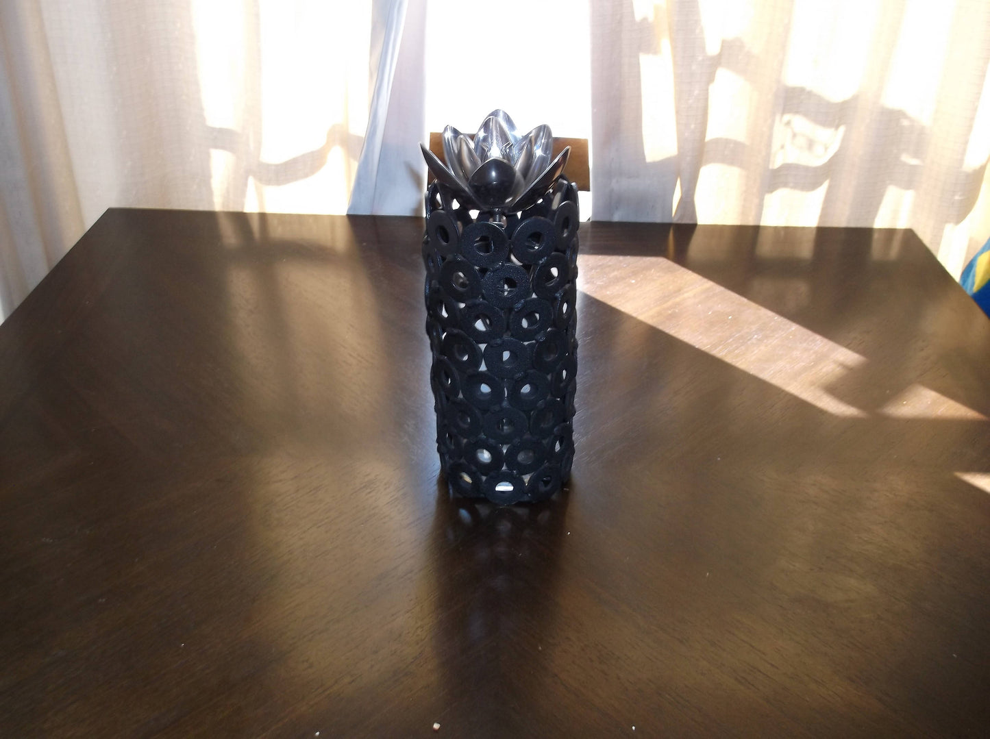 Black Vase, Metal Home Decor, Recycled Art and Sculpture