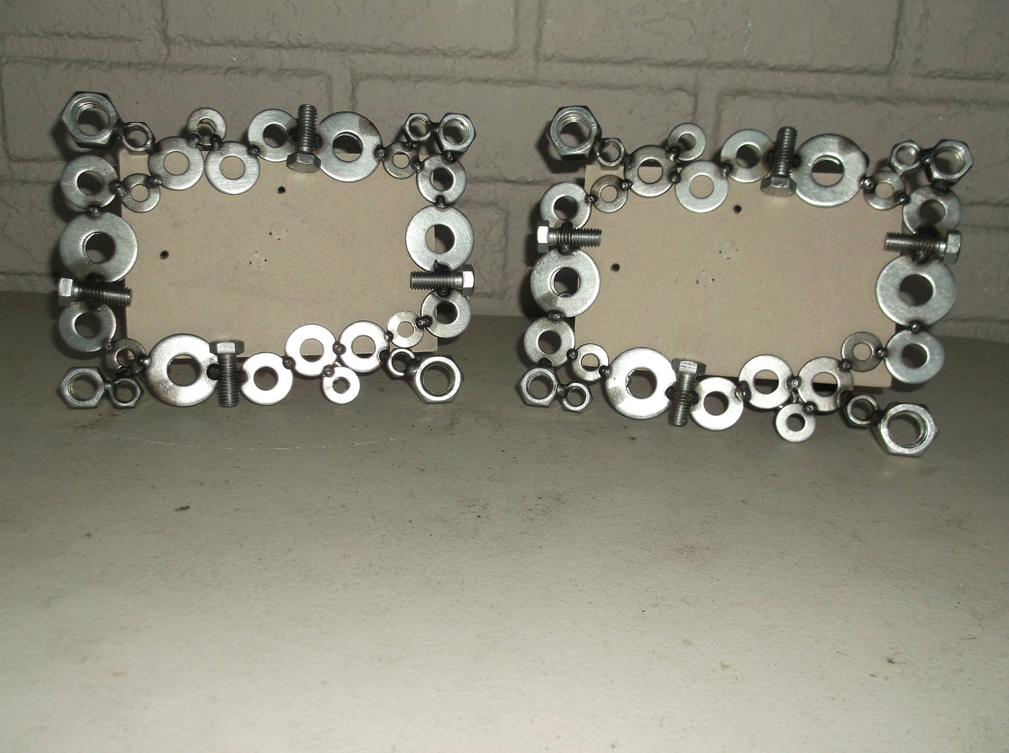 4 x 6 Picture Frame, Recycled Metal Picture Frame, Nuts & Bolts Picture Frame