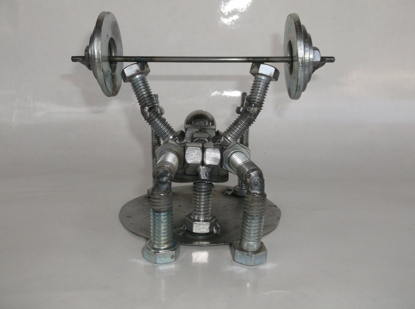 Bench Press Weight Lifter Metal Bolt Figurine