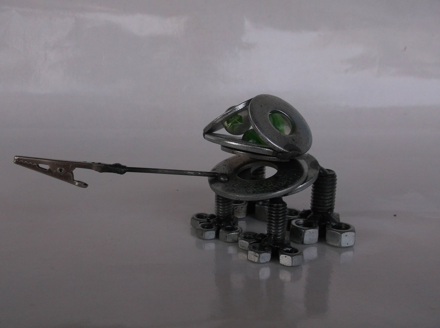 Frog Metal Sculpture Paper Weight, recycled metal figurine amphibian