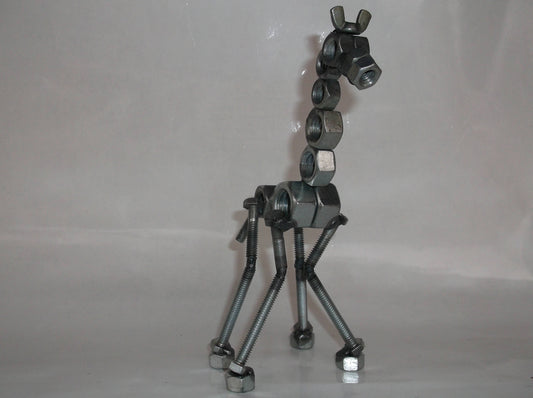 Giraffe, Metal Giraffe Sculpture, Up cycled Art