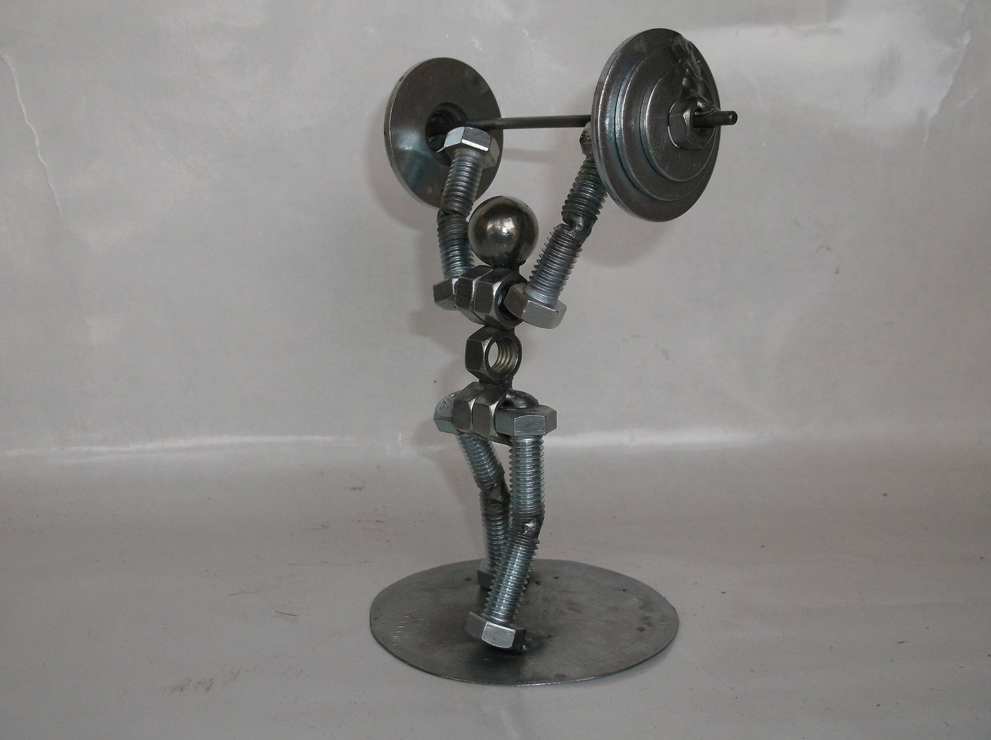 Military Press Weight Lifter, Metal Bolt Figurine, Athlete