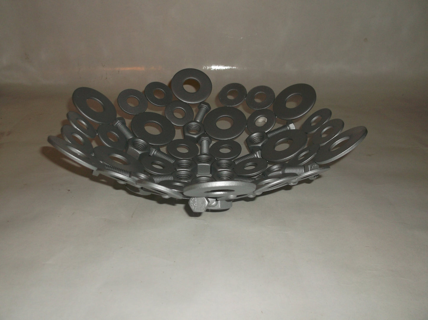 Silver Fruit Bowl, Metal Art Home Decor, Hand Made Recycled, Up cycled Candy Bowl