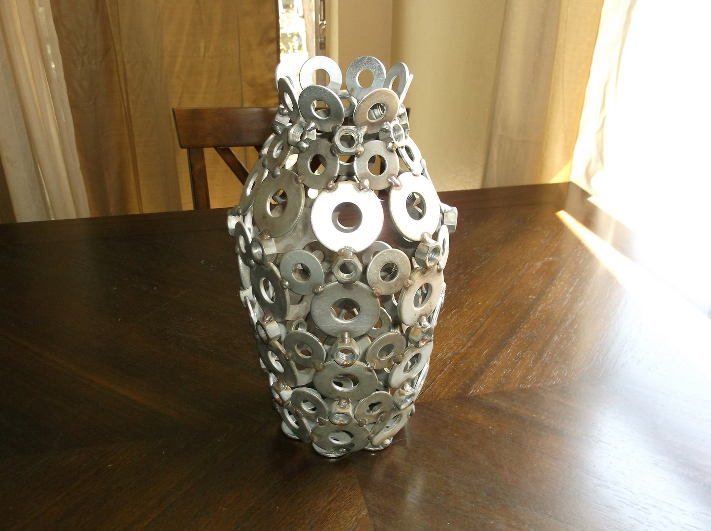 Metal Vase Home Decor, Recycled, Up Cycled,  Welded Metal Sculpture and Art