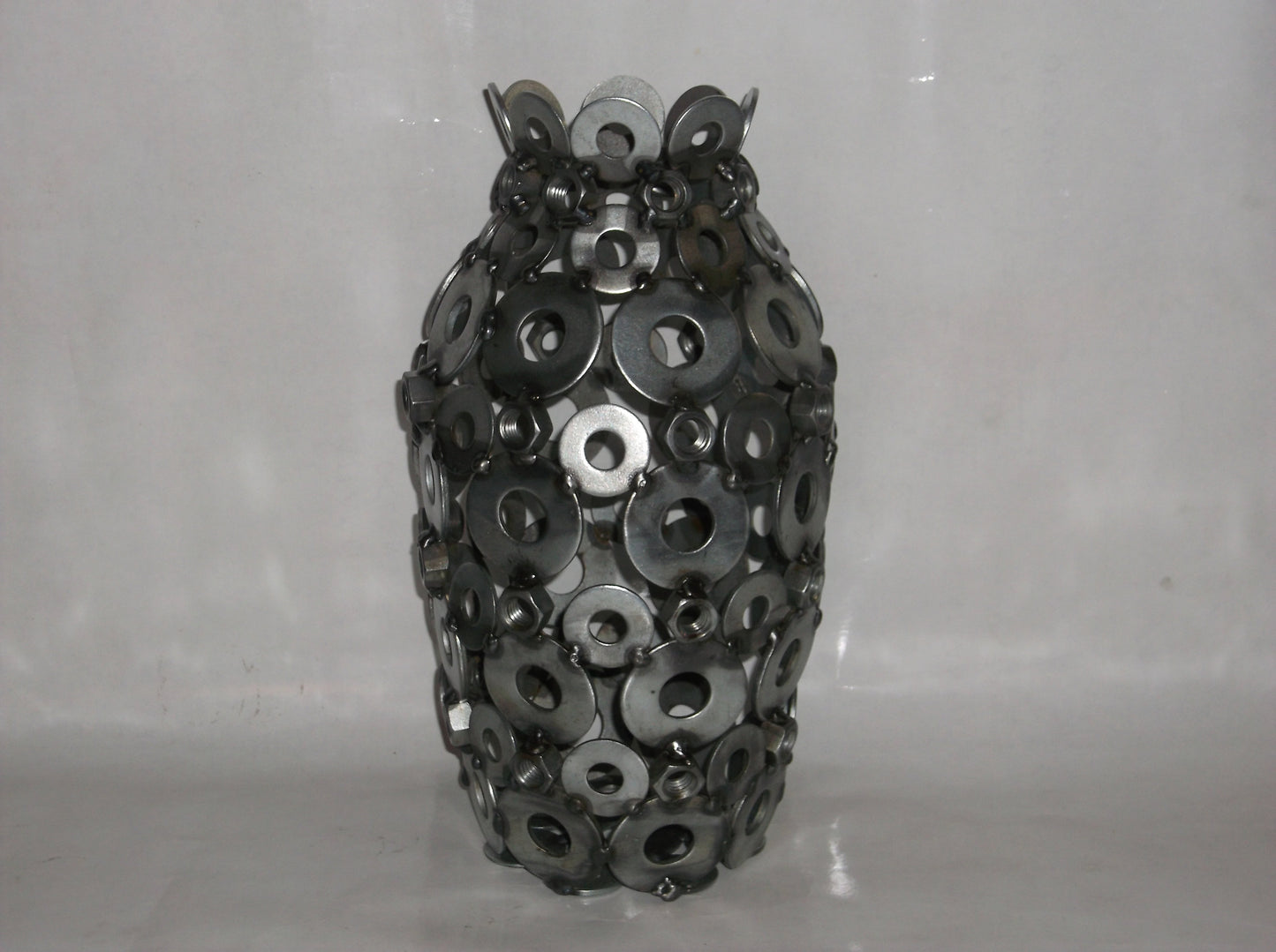 Metal Vase Home Decor, Recycled, Up Cycled,  Welded Metal Sculpture and Art