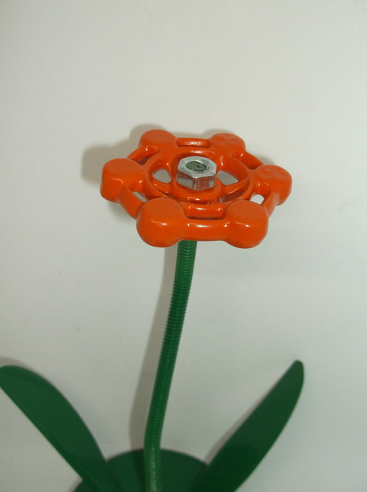 Orange Metal Flowers, Sculptured Floral Decor, Faucet Flower
