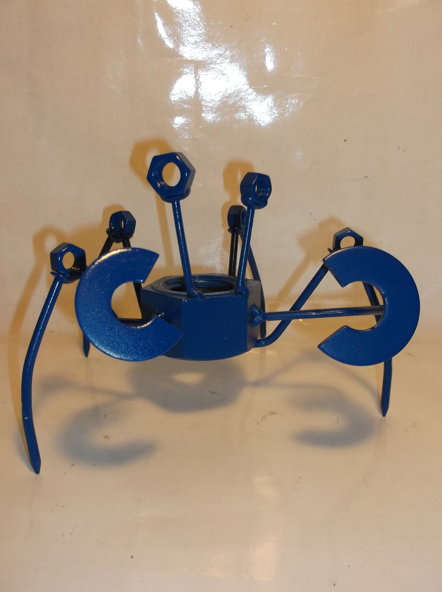 Blue Crab Scrap Metal Recycled Art, Crab Sculpture Figurine