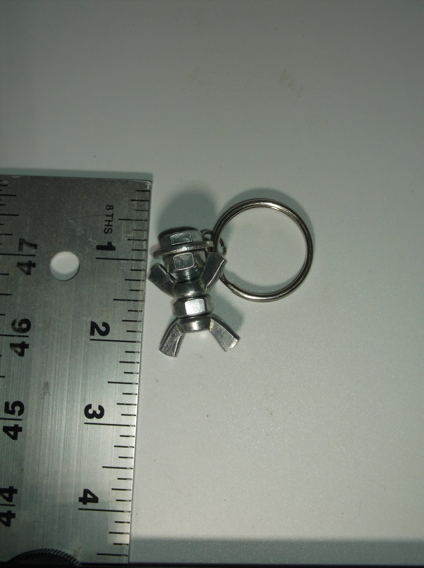 Miniature Man Key Chain, Tiny Person Nut and Bolt Key Chain, Recycled Hardware Key Chain