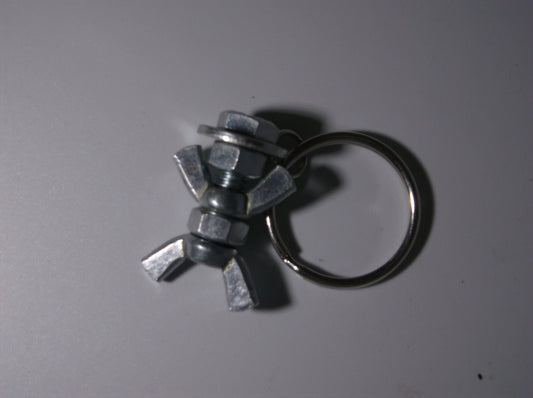 Miniature Man Key Chain, Tiny Person Nut and Bolt Key Chain, Recycled Hardware Key Chain