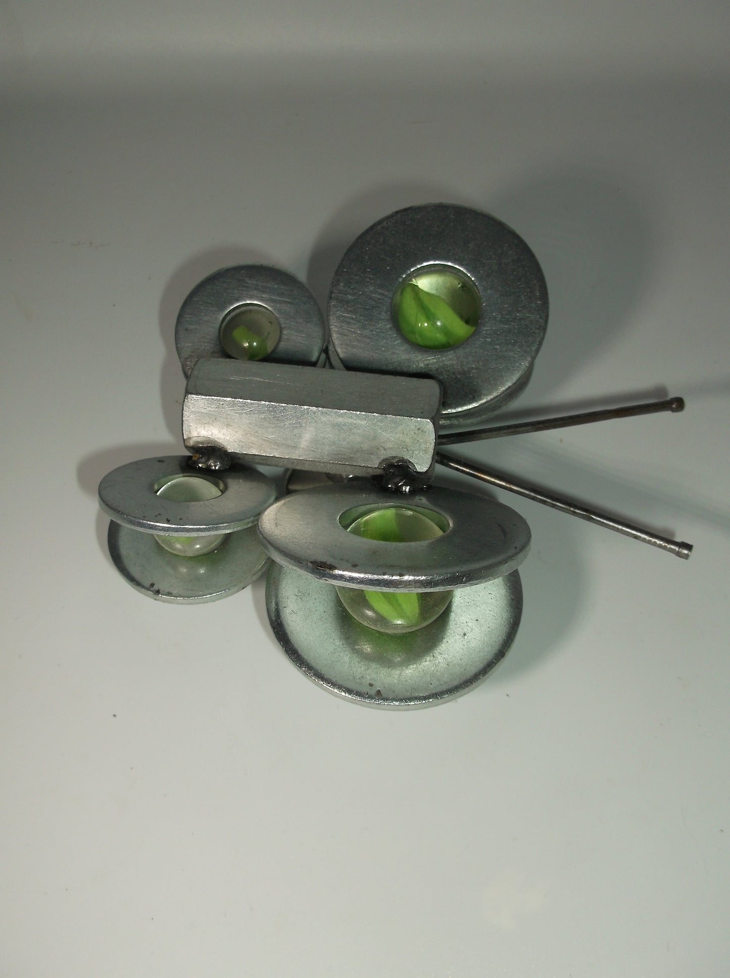 Green Butterfly Metal Art Magnet, garden stake