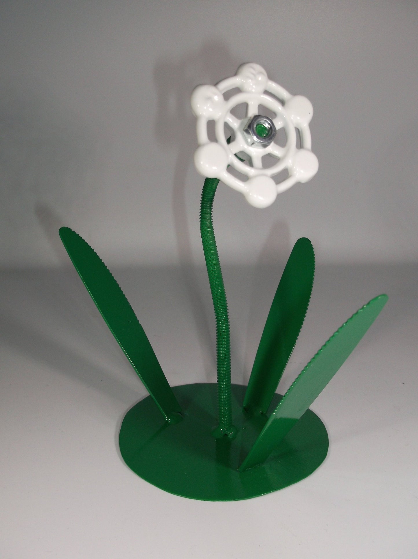 White Metal Flower, Floral Decor, Welded Faucet Flower