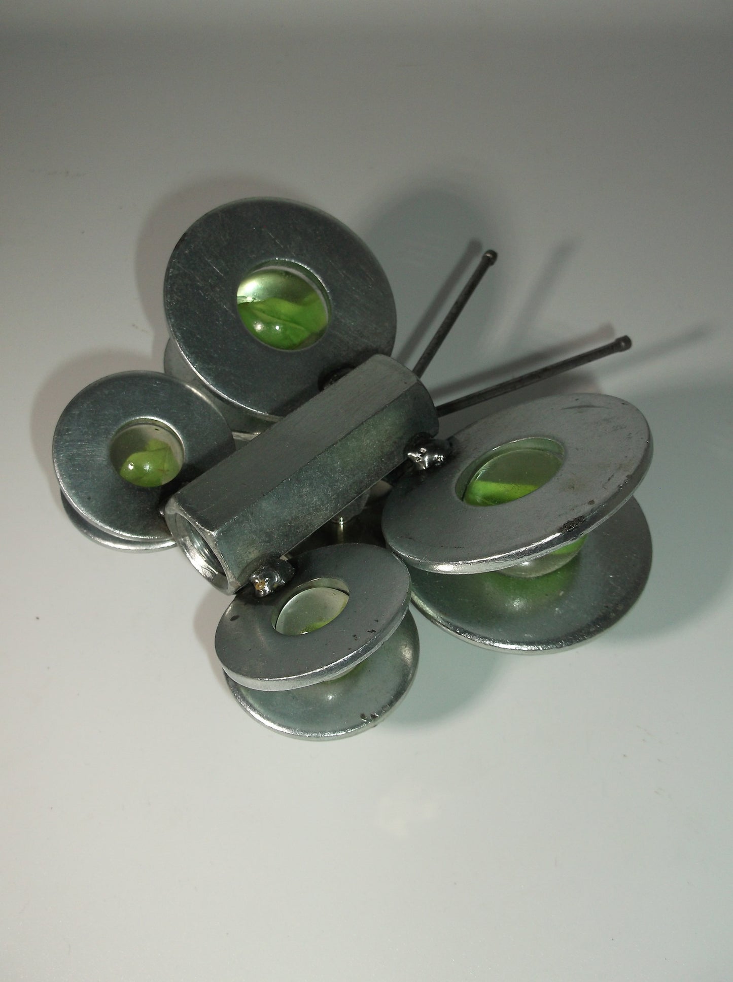 Green Butterfly Metal Art Magnet, garden stake