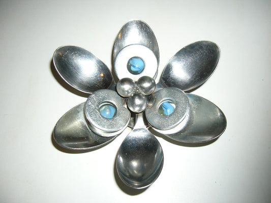 Blue Spoon Flower Metal Magnet, Refrigerator Magnet