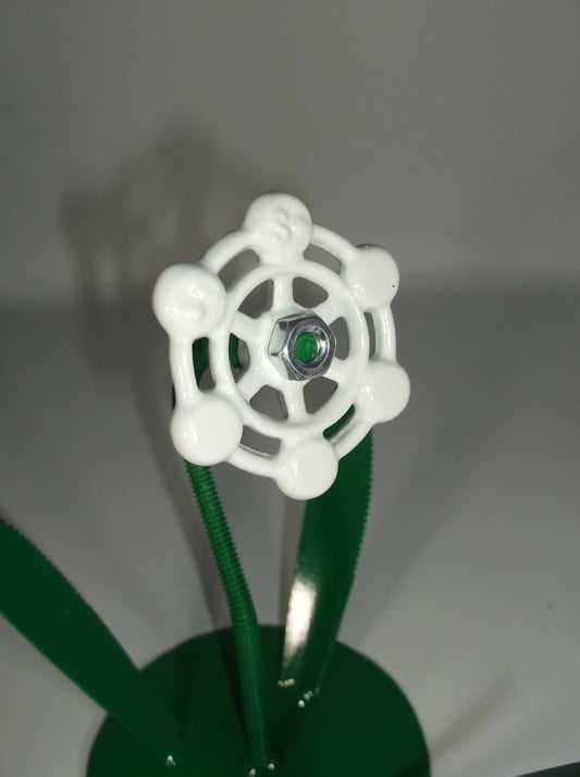 White Metal Flower, Floral Decor, Welded Faucet Flower