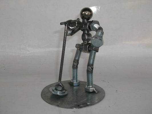 Male Singer Metal Bolt Figurine, Up cycled Art, Musician