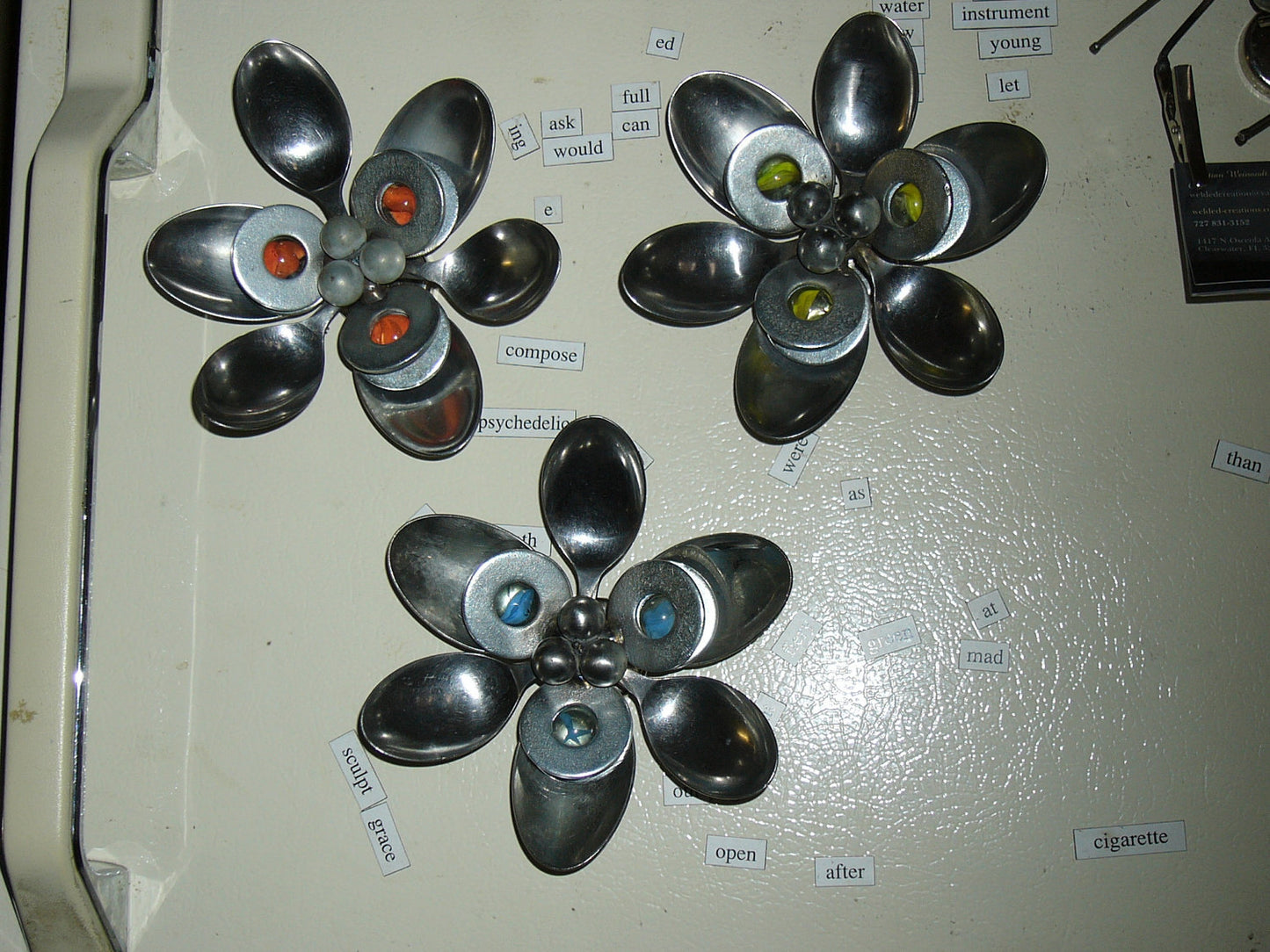 Orange Spoon Flower Magnet, Welded Metal Arts and Crafts