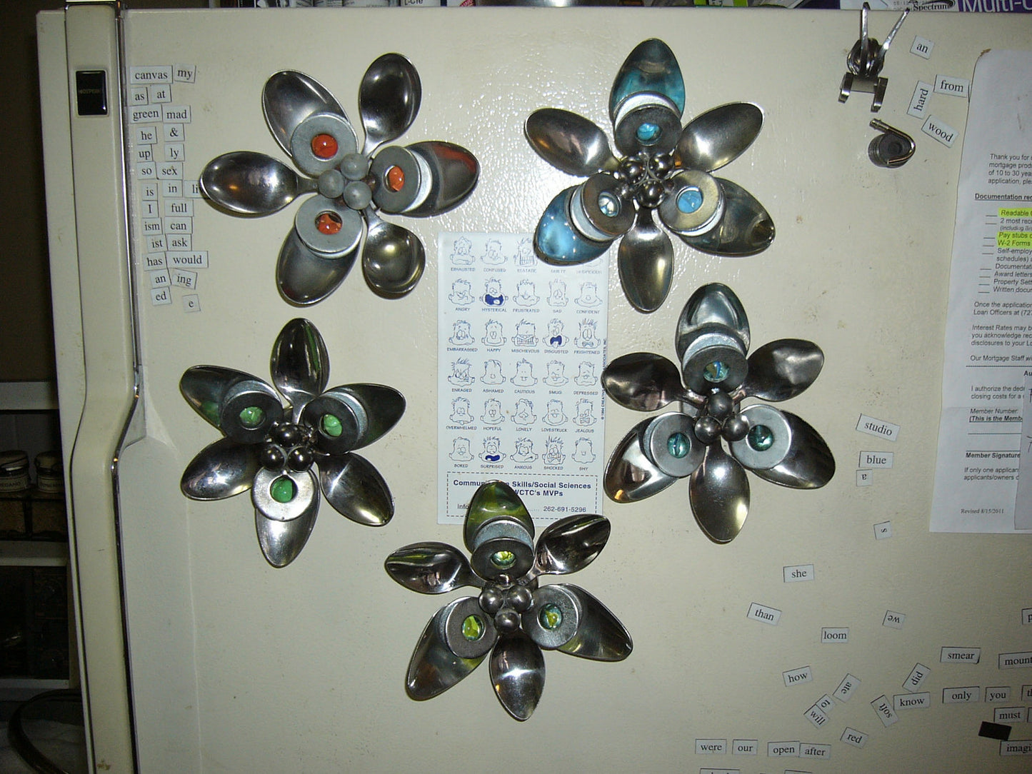 Green Spoon Flower Metal Magnet