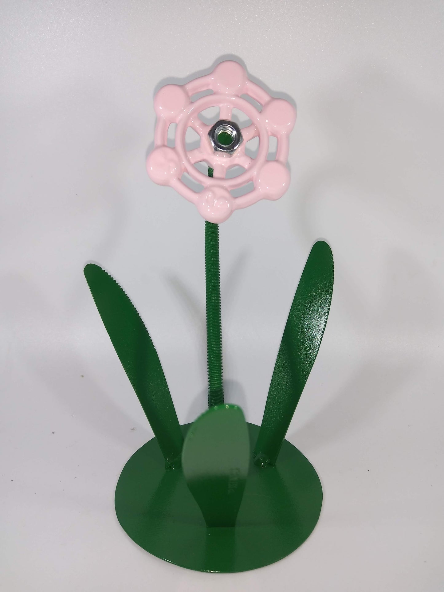 Pink Metal Flowers, Sculptured Floral Decor, Faucet Flower