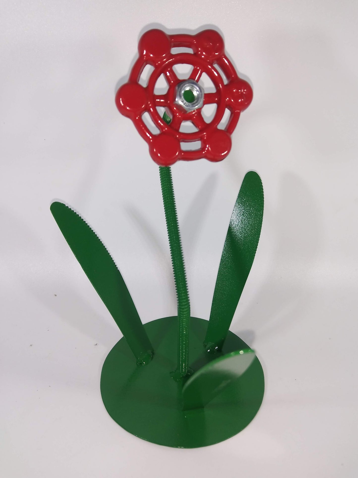 Red Metal Flowers, Sculptured Floral Decor, Faucet Flower