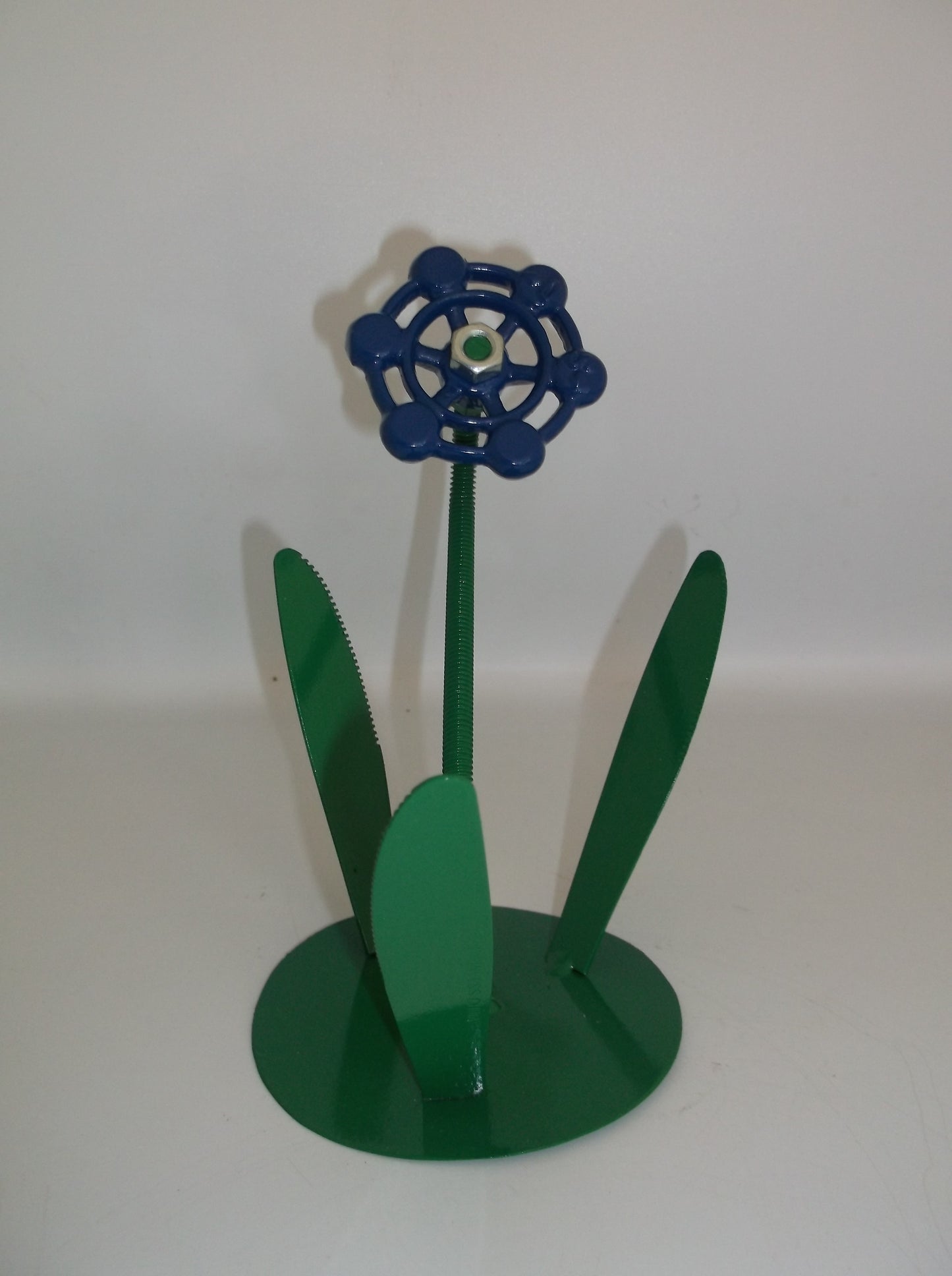 Blue Metal Flowers, Sculptured Floral Decor, Faucet Flower
