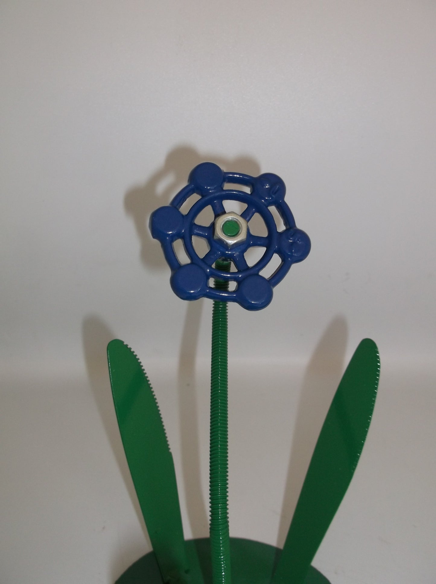 Blue Metal Flowers, Sculptured Floral Decor, Faucet Flower