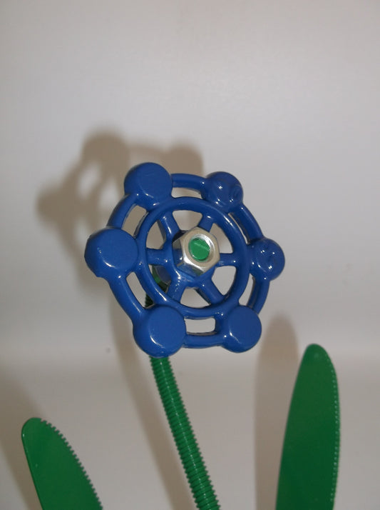 Blue Metal Flowers, Sculptured Floral Decor, Faucet Flower