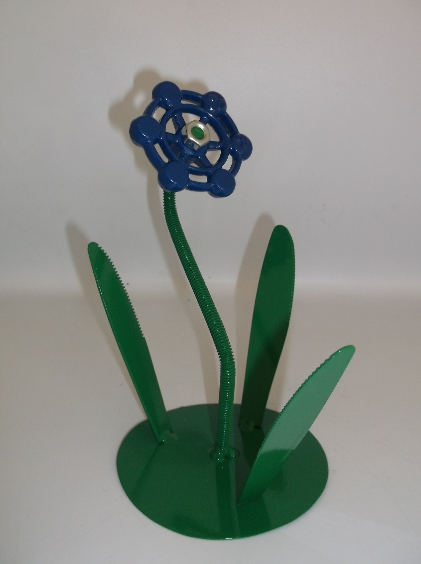 Blue Metal Flowers, Sculptured Floral Decor, Faucet Flower