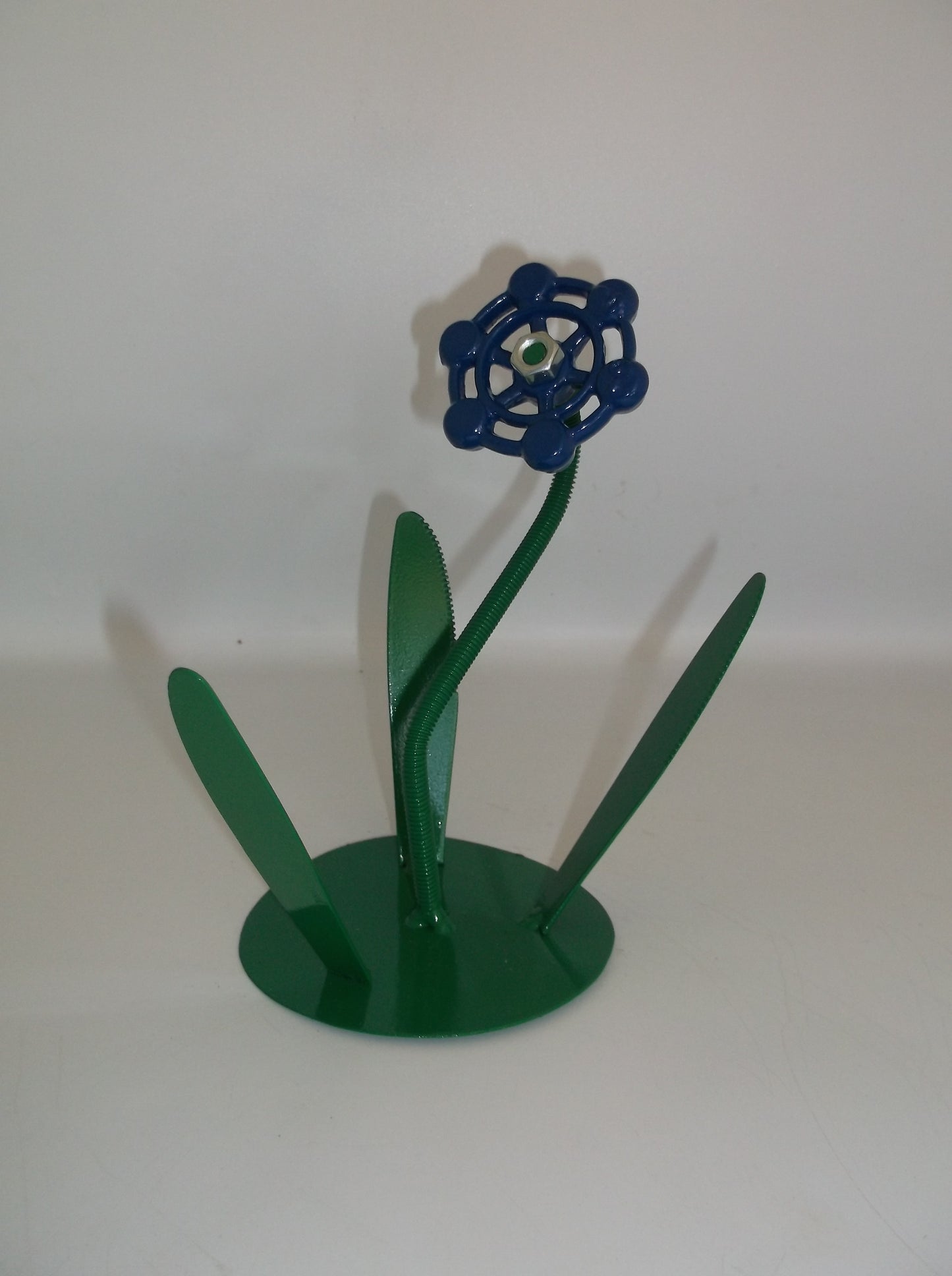 Blue Metal Flowers, Sculptured Floral Decor, Faucet Flower