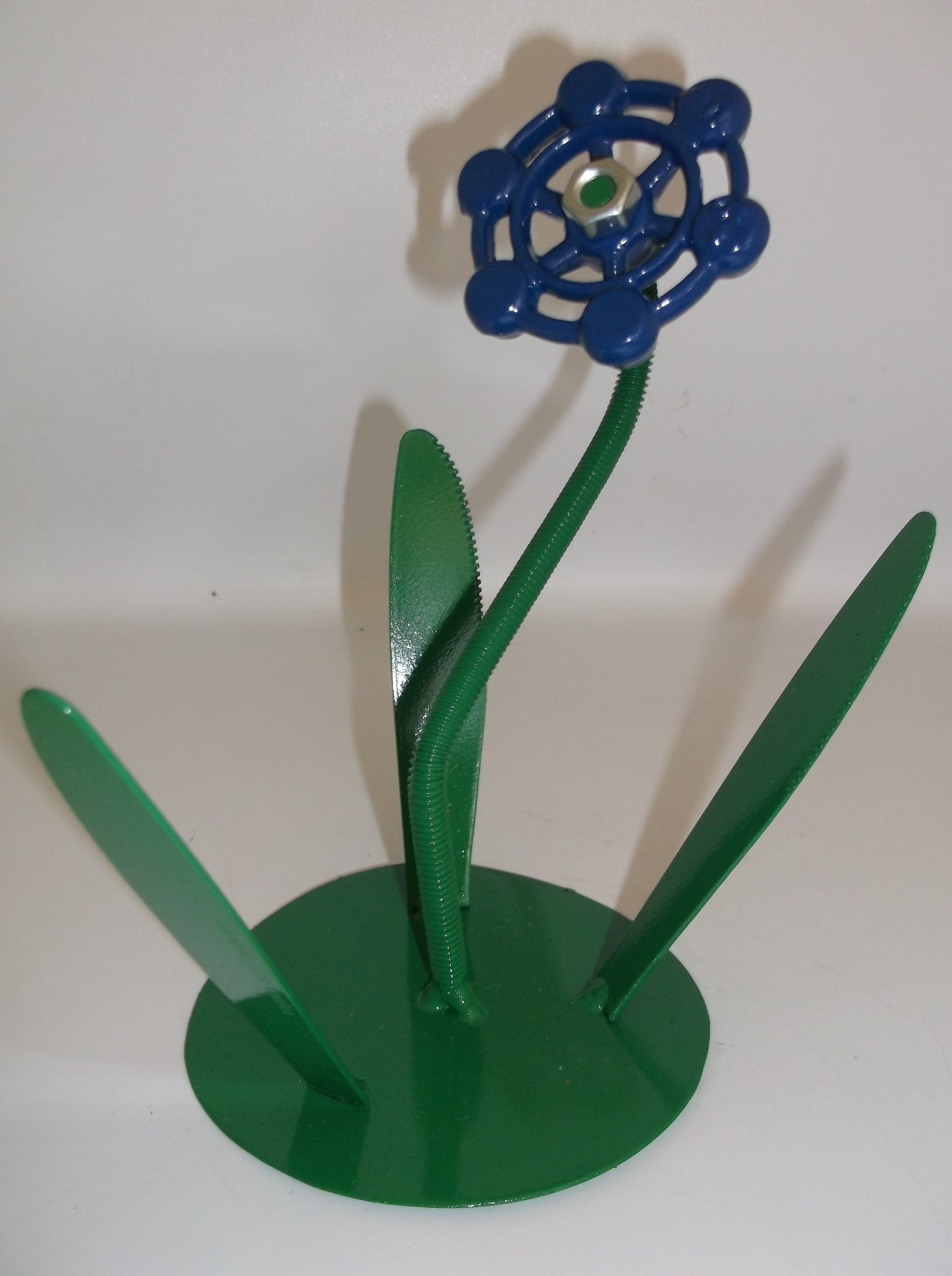 Blue Metal Flowers, Sculptured Floral Decor, Faucet Flower