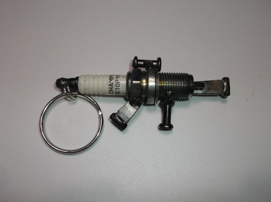 Miniature Machine Gun Key Chain, Up cycled Spark plug