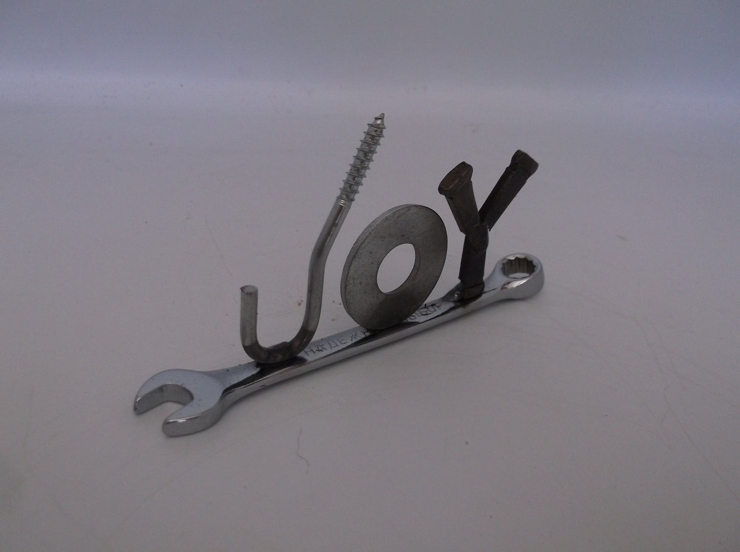 Joy, Christmas Gift, tiny wrench, miniature welded metal art