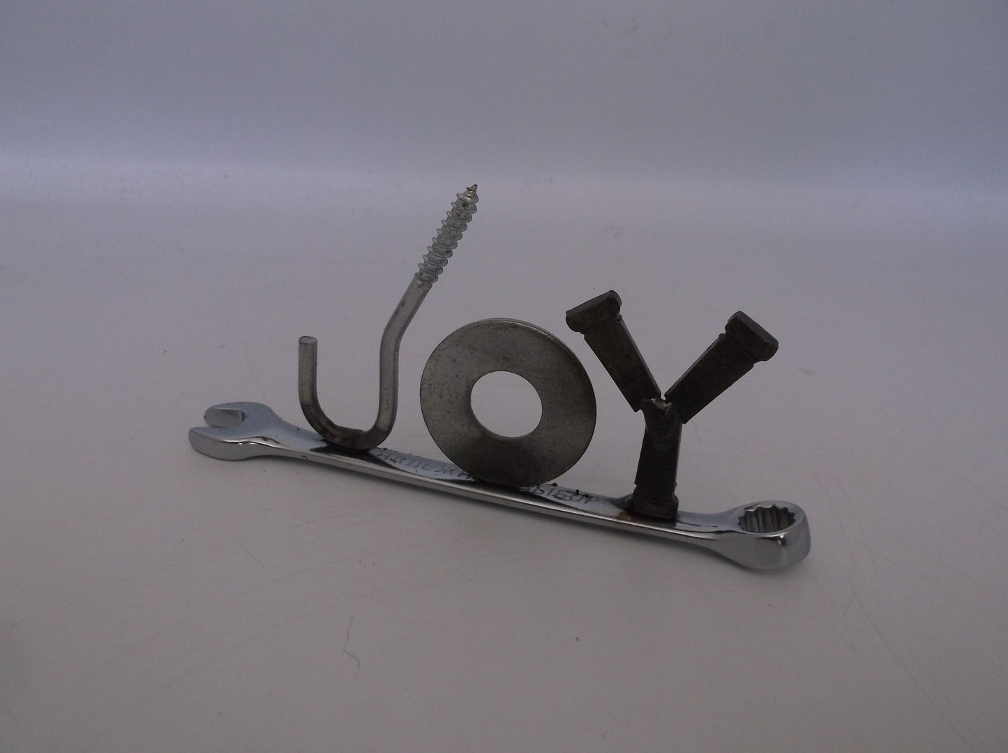 Joy, Christmas Gift, tiny wrench, miniature welded metal art
